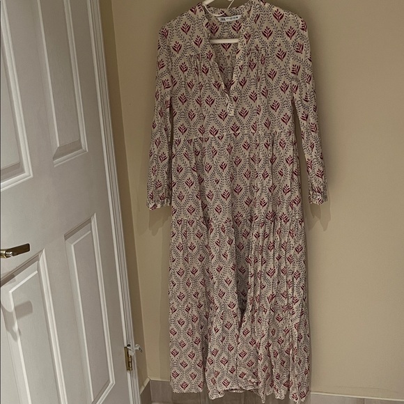 Zara Dresses & Skirts - Zara 100% Cotton Red and White Patterned Long Sleeve Dress. Size US S